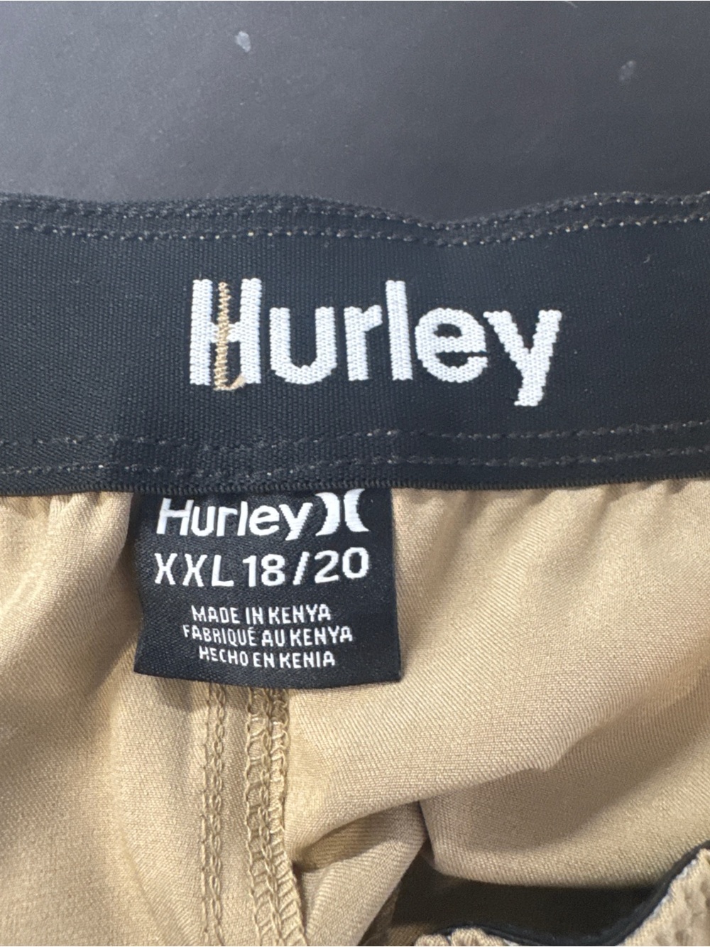 Hurley Boys Hybrid Shorts in Tan with Black Drawstring XXL (18/20) - Picture 8 of 9